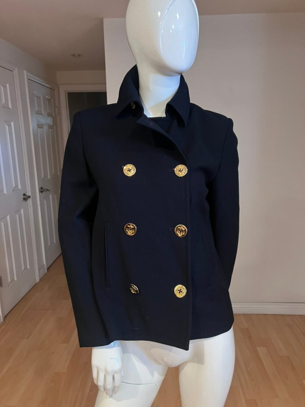 VINTAGE LAUREN RALPH LAUREN DOUBLE BREASTED CROP PEACOAT JACKET SZ 4 MADE USA